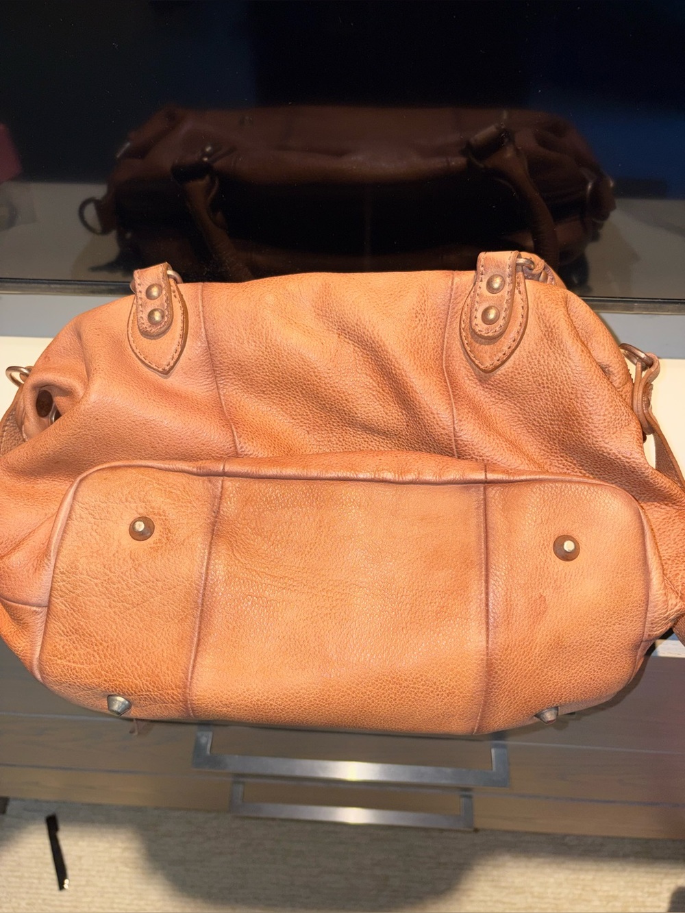 Free People x WTF Baby Emerson Leather Shoulder Bag in Saddle - Picture 11 of 15
